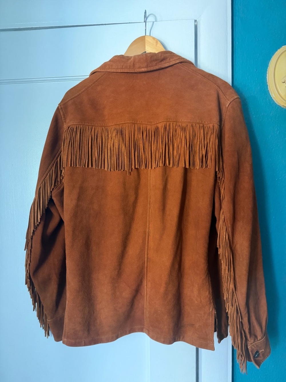 Vintage 1970s Suede Fringe Jacket, Unlined, Unisex (women's size 8) - Picture 2 of 2